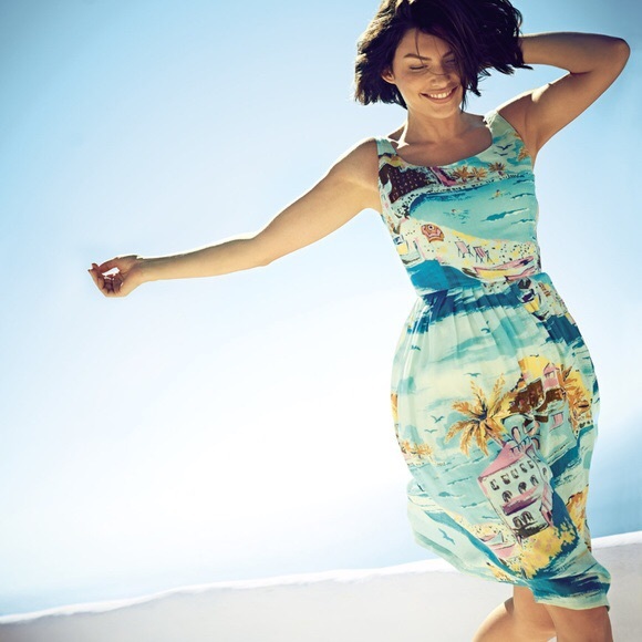 Boden Tall Nancy Dress Riviera Print Blue Beach - Picture 7 of 7